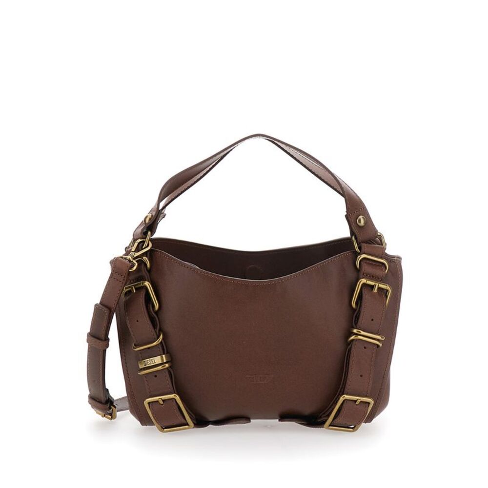 Diesel Women D-One Tophandle Small Bag With Handles And Logo In Brown Unisex